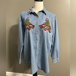 Vintage long sleeve denim Christmas shirt‎ women’s size 14/16